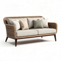 Sofa ogrodowa z technorattanu w kolorze brązowym z poduszkami 200 x 80 x 90cm