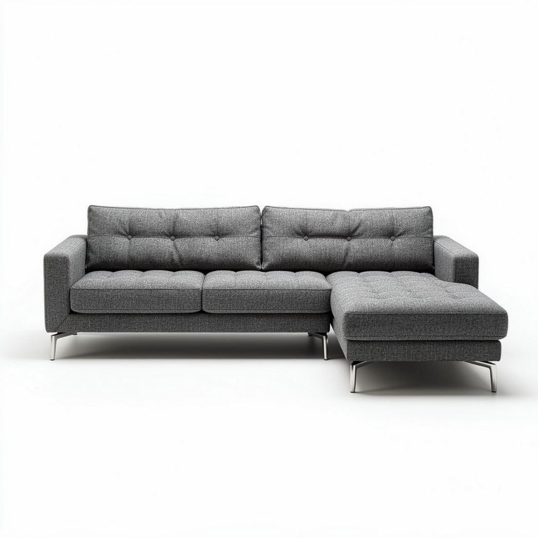 Sofa narożna w szaro-skalnym materiale 210 x 90 x 85 cm