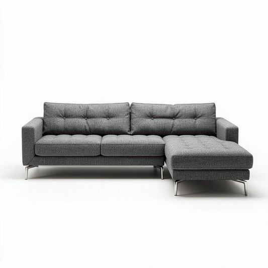 Sofa narożna w szaro-skalnym materiale 210 x 90 x 85 cm